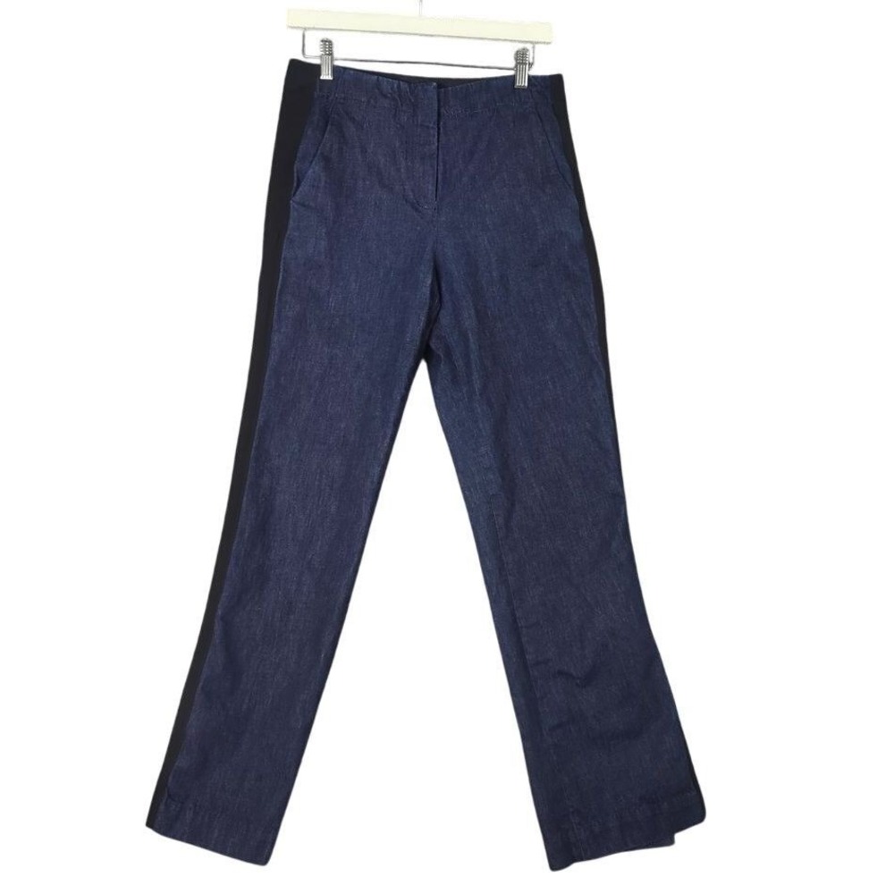 Rag & Bone Womens Minimalist Tuxedo Stripe Denim Trousers 4 Indigo Straight Leg